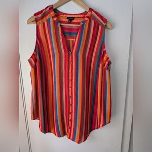 Torrid Multicolor Striped Sleeveless Top, Size Large
